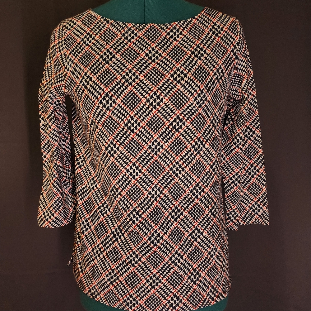 Talbots Black and Red Houndstooth Top